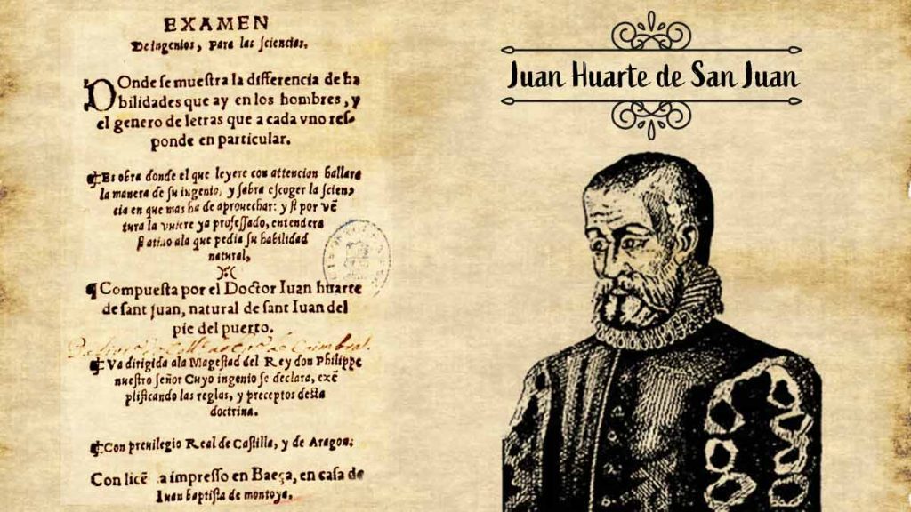 Juan Huarte fue un médico y filósofo español, que vivió entre los años 1529 y 1588, autor del Examen de Ingenios para las ciencias.